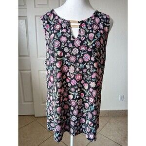 BYdesign Women's Multicolor Floral‎ Print Pullover Blouse Size XL